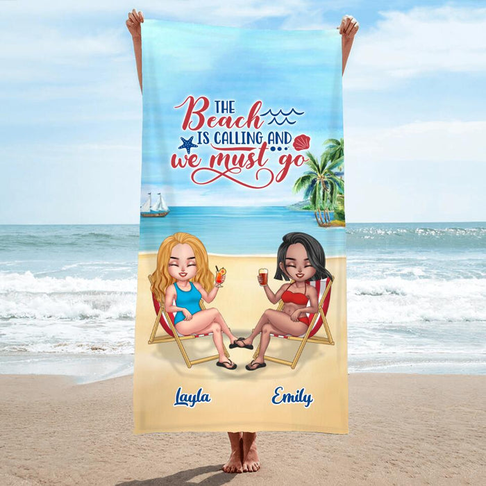Personalized Friends Beach Towel - Up to 5 People - Gift Idea For Friends - The Beach Is Calling And We Must Go