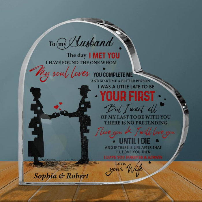 Personalized Crystal Acrylic Plaque - Gift For Couple, Husband and Wife, Gift from Wife to Husband - To my husband the one whom my soul loves
