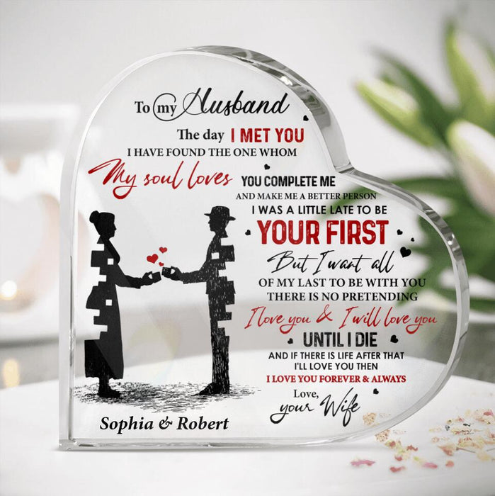 Personalized Crystal Acrylic Plaque - Gift For Couple, Husband and Wife, Gift from Wife to Husband - To my husband the one whom my soul loves