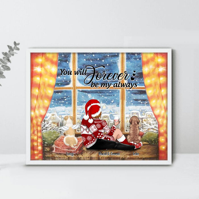 Personalized Hugging Couple Xmas Horizontal Poster - Couple With Up to 2 Pets - Best Gift For Christmas - You Will Forever Be My Always - EWFNOK
