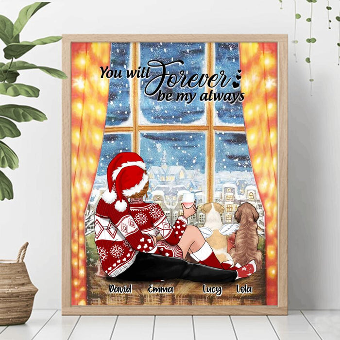 Personalized Hugging Couple Xmas Poster - Couple With Up to 2 Pets - Best Gift For Christmas - You Will Forever Be My Always - EWFNOK