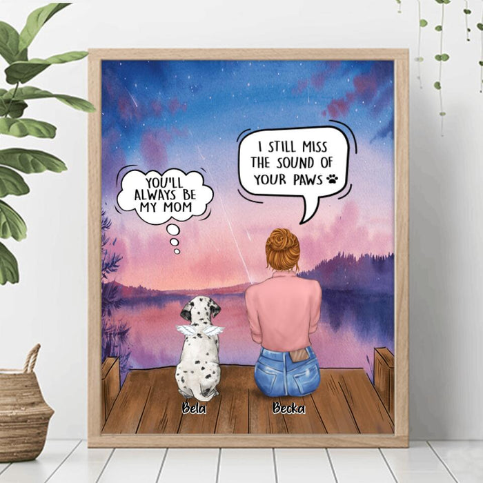 Personalized Memorial Pet Mom Poster - Woman With Up to 5 Pets - Best Gift For Pet Lover - It's So Hard To Say Goodbye