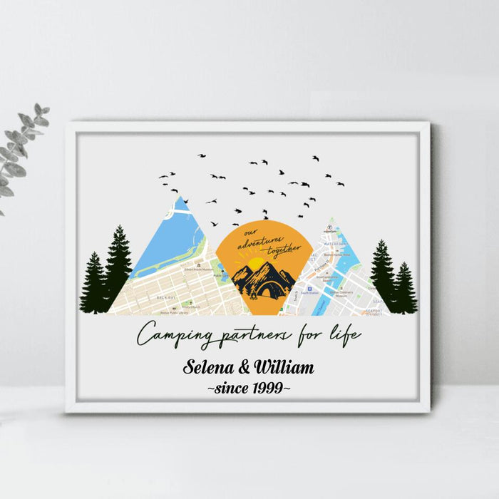 Personalized Camping Map Poster - Up to 6 Maps - Best Gift For Camping Lovers - Life Is Better 
When You Adventure Together