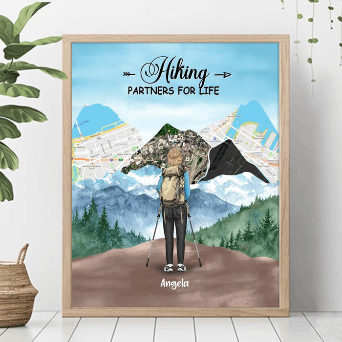 Personalized Hiking Poster - Adult/Couple/Parents With Up to 3 Kids - Gift Idea For Hiking Lover - Hiking Partners For Life