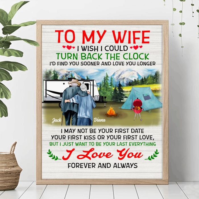 Personalized Old Couple Poster - Best Gift Idea For Grandparents/Couple - To My Wife I Wish I Could Turn Back The Clock