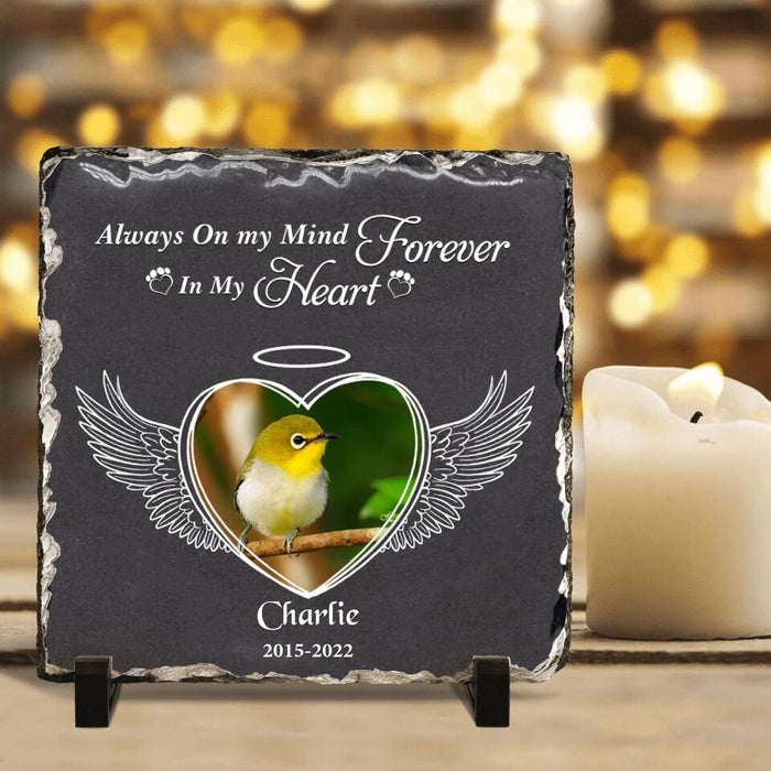 Personalized Memorial Bird Square Lithograph - Gift Idea For Bird Lovers - Always On My Mind Forever In My Heart