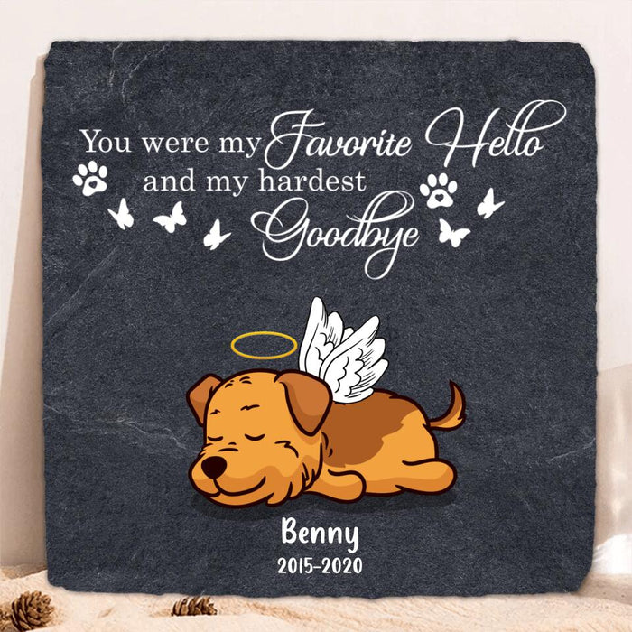 Custom Personalized Memorial Pet Square Lithograph - Memorial Gift Idea For Dog/ Cat Lover - You Were My Favorite Hello And My Hardest Goodbye