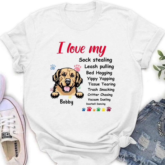 Personalized Front Dog Shirt/Hoodie - Up to 5 Dogs - Gift Idea For Dog Lover - I Love My Dog