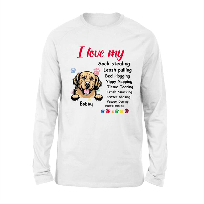 Personalized Front Dog Shirt/Hoodie - Up to 5 Dogs - Gift Idea For Dog Lover - I Love My Dog