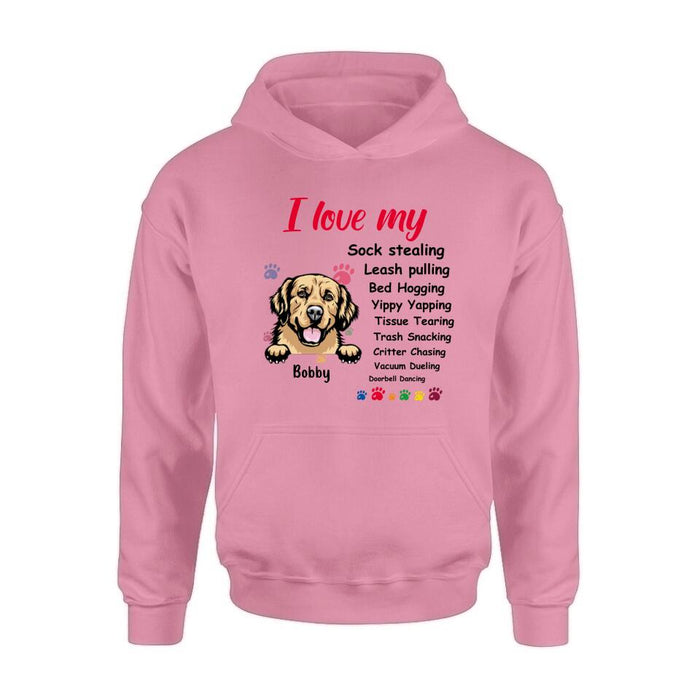 Personalized Front Dog Shirt/Hoodie - Up to 5 Dogs - Gift Idea For Dog Lover - I Love My Dog
