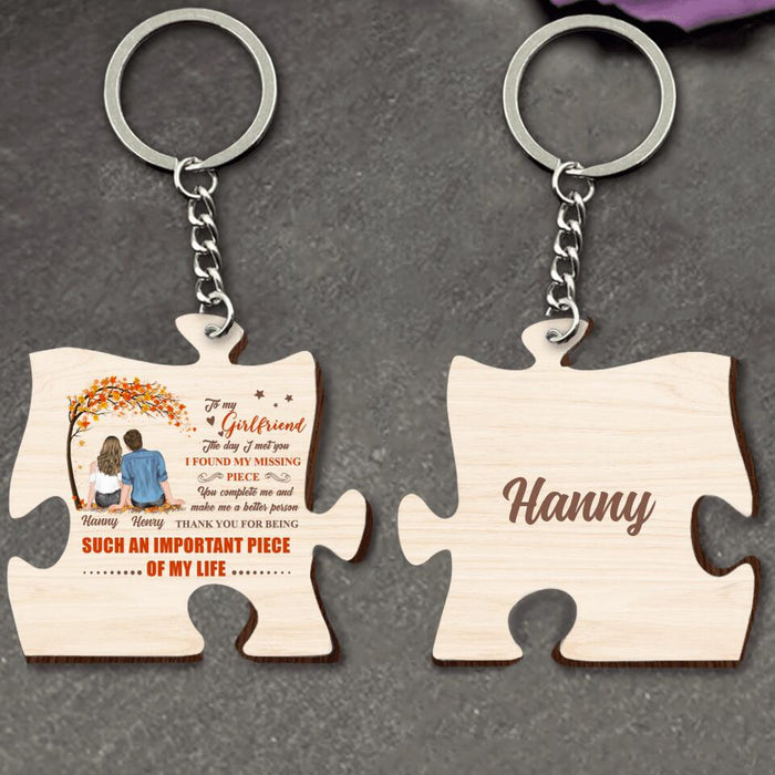 Personalized Couple Wooden Keychain - Gift Idea For Couple - The Day I Met You I Found My Missing Piece