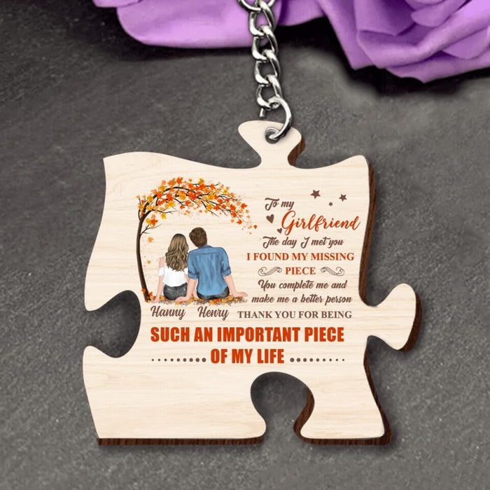 Personalized Couple Wooden Keychain - Gift Idea For Couple - The Day I Met You I Found My Missing Piece
