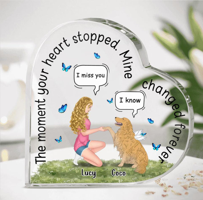 Personalized Memorial Dog Acrylic Plaque - Gift Idea For Dog Lovers - The Moment Your Heart Stopped Mine Changed Forever