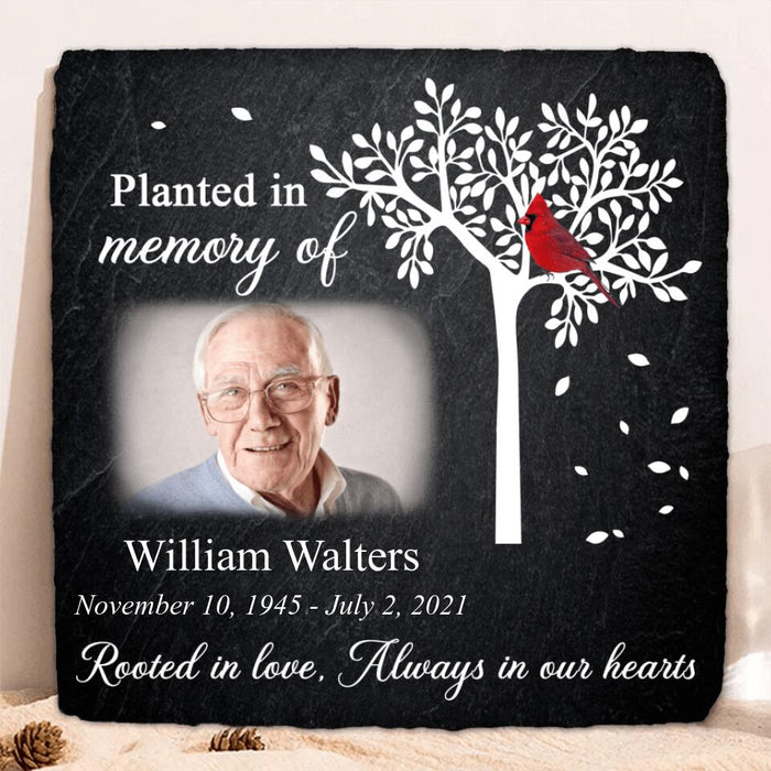 Personalized Memorial Photo Square Lithograph - Memorial Gift Idea For Family - Always In Our Hearts