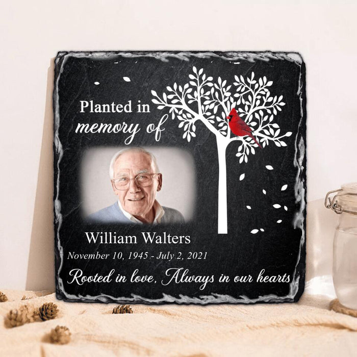 Personalized Memorial Photo Square Lithograph - Memorial Gift Idea For Family - Always In Our Hearts