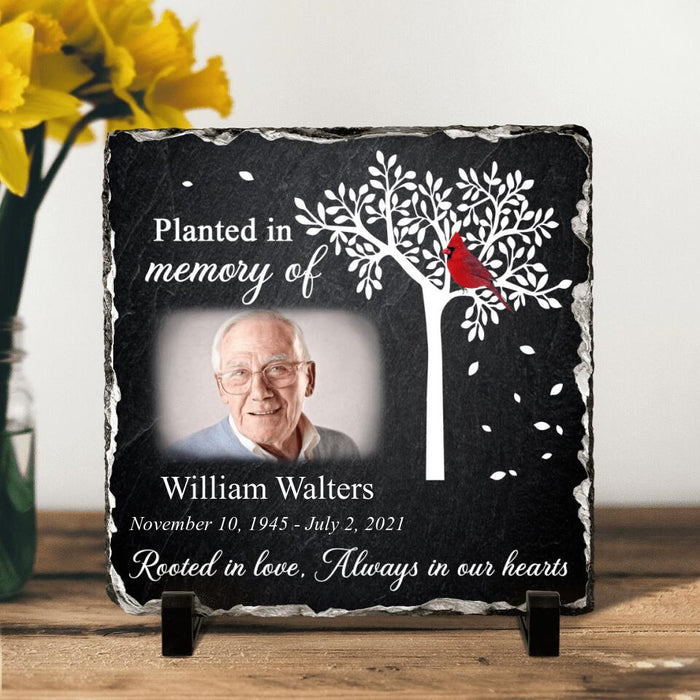 Personalized Memorial Photo Square Lithograph - Memorial Gift Idea For Family - Always In Our Hearts