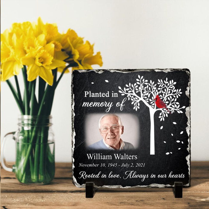 Personalized Memorial Photo Square Lithograph - Memorial Gift Idea For Family - Always In Our Hearts