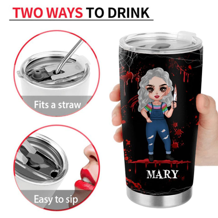Personalized Halloween Tumbler - Gift Idea For Halloween - Just A Girl Who Loves Horror Movies