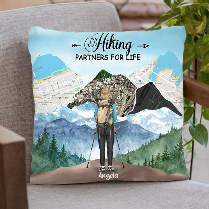 Personalized Hiking Pillow Cover/Quilt/Fleece Blanket - Adult/Couple/Parents With Up to 3 Kids - Gift Idea For Hiking Lover - Hiking Partners For Life