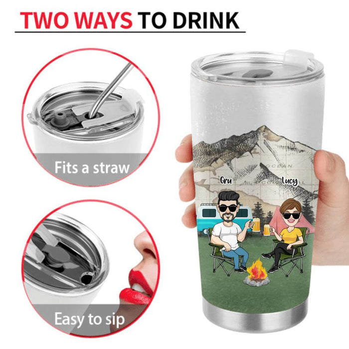 Personalized Camping Couple Tumbler - Couple With Up to 4 Dogs - Gift Idea For Camping/Dog Lover - Making Memories One Campsite At A Time