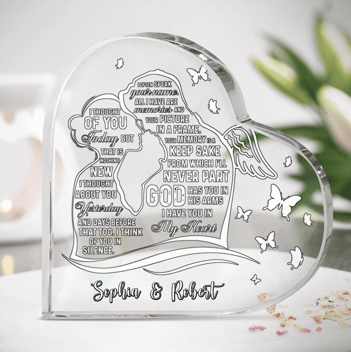 Personalized Memorial Acrylic Plaque - Memorial Gift Idea - God Has You In His Arms, I Have You In My Heart