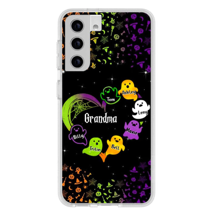 Personalized Grandma and Grandkids Ghost Phone Case - Halloween gift for Grandma - Up to 7 Grandkids - Case For iPhone/Samsung