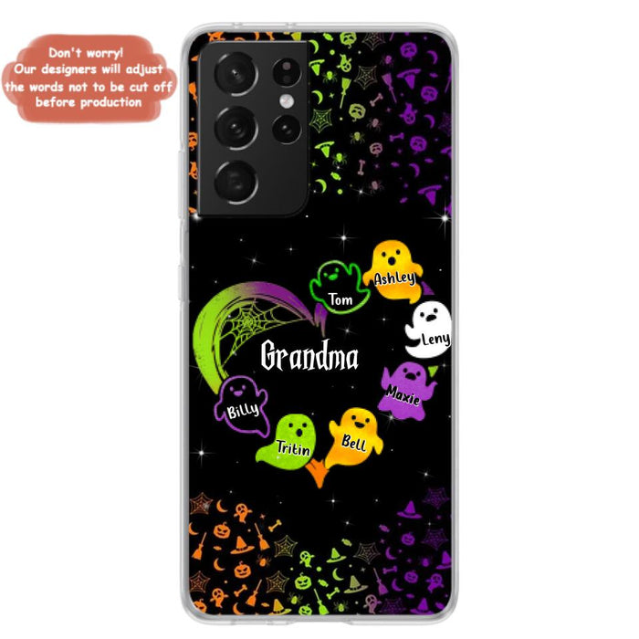 Personalized Grandma and Grandkids Ghost Phone Case - Halloween gift for Grandma - Up to 7 Grandkids - Case For iPhone/Samsung