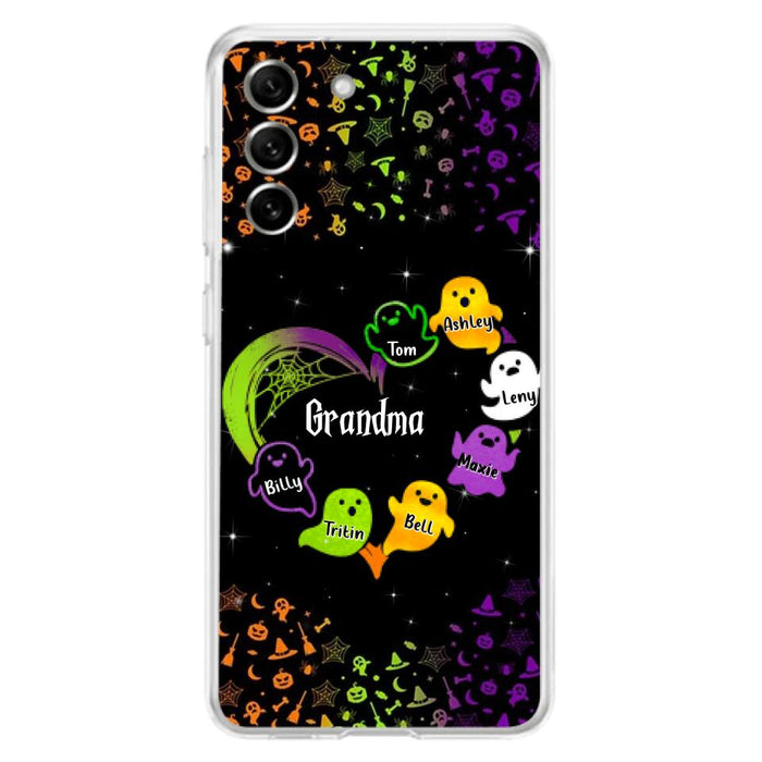 Personalized Grandma and Grandkids Ghost Phone Case - Halloween gift for Grandma - Up to 7 Grandkids - Case For iPhone/Samsung