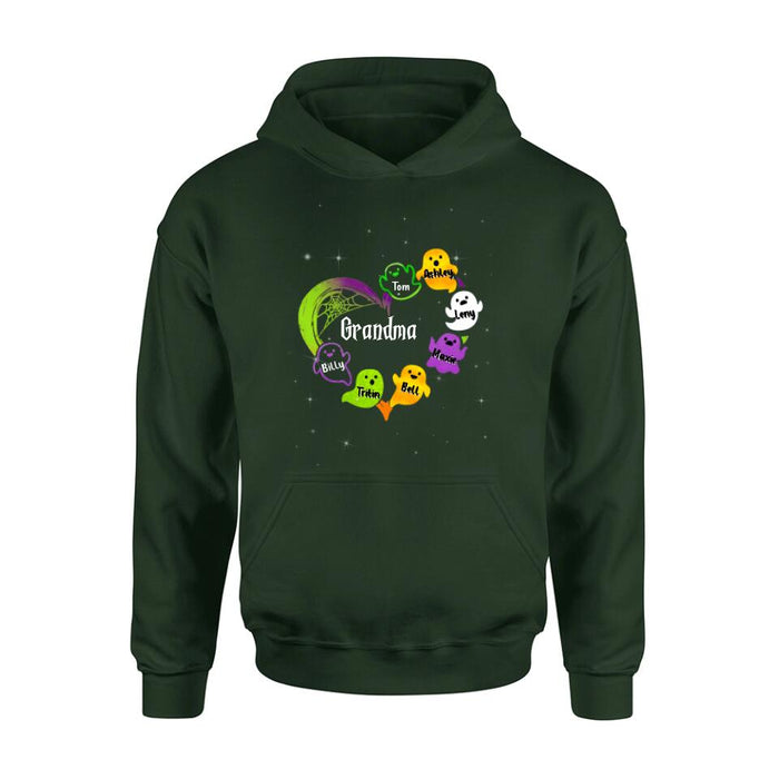 Personalized Grandma & Grandkids Ghost T-shirt/Long Sleeve/Sweatshirt/Hoodie - Halloween Gift for Grandmother - Up to 7 Grandkids