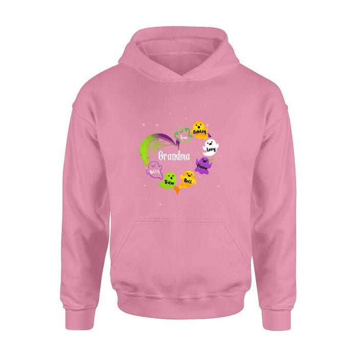 Personalized Grandma & Grandkids Ghost T-shirt/Long Sleeve/Sweatshirt/Hoodie - Halloween Gift for Grandmother - Up to 7 Grandkids
