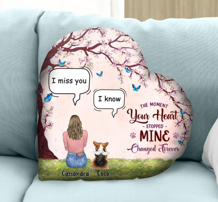 Personalized Memorial Pet Heart-Shaped Pillow Case - Up to 4 Dogs/Cats - Memorial Gift Idea For Dog/Cat Lover - The Moment Your Heart Stopped Mine Changed Forever
