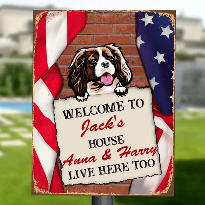 Personalized Pet Metal Sign - Up to 3 Dogs/Cats - Gift Idea For Dog/Cat Lover - Welcome To House