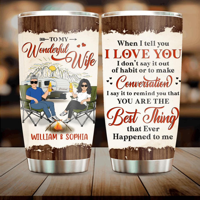 Personalized Couple Camping Tumbler - Camping Gift For Wife From Husband - To My Wonderful Wife
