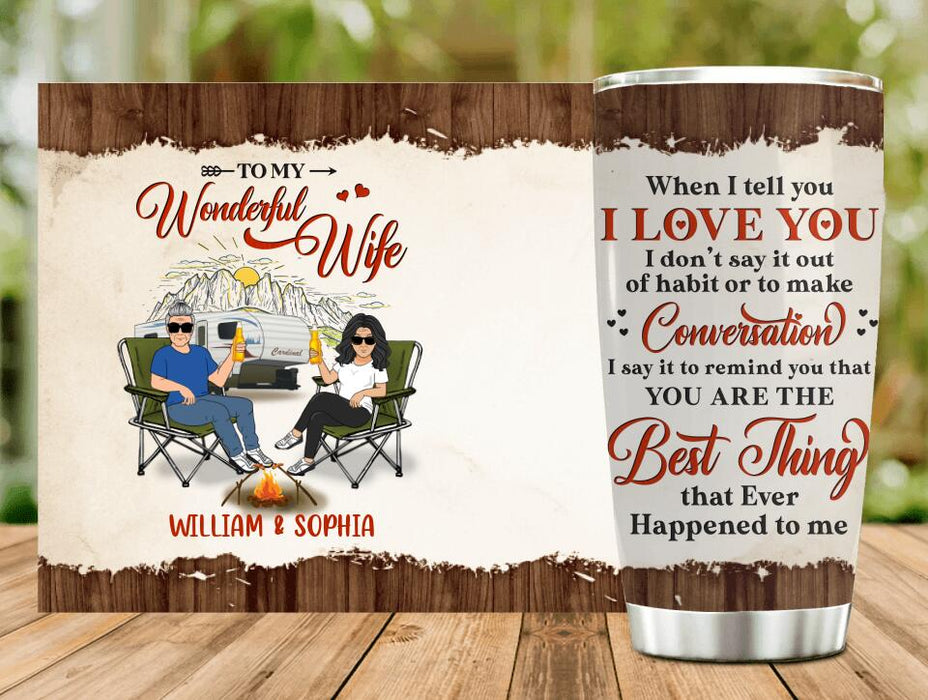 Personalized Couple Camping Tumbler - Camping Gift For Wife From Husband - To My Wonderful Wife