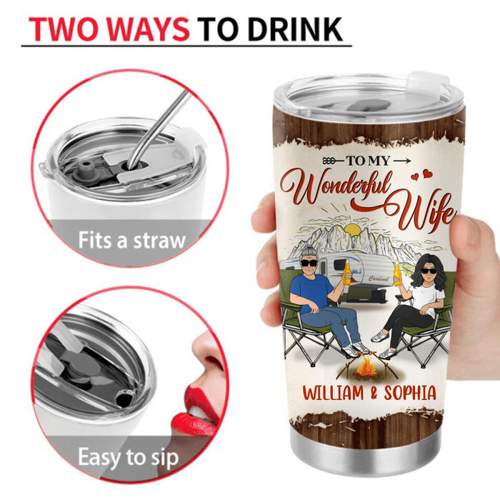 Personalized Couple Camping Tumbler - Camping Gift For Wife From Husband - To My Wonderful Wife