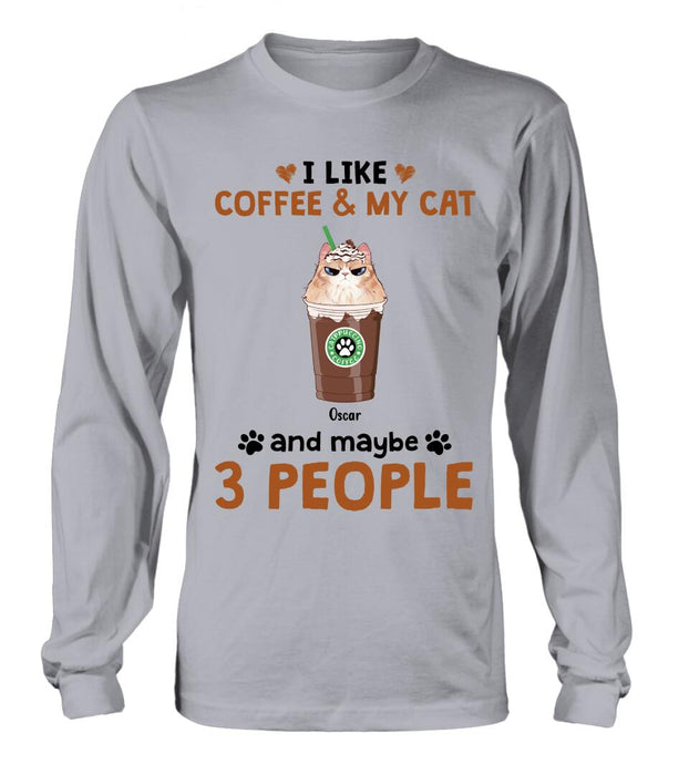 Personalized Catpuccino Shirt - Gift Idea For Cat Lover with up to 5 Cats - I Like Coffee & My Cat and Maybe 3 People