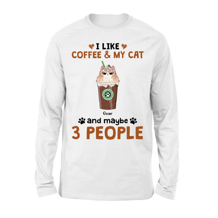 Personalized Catpuccino Shirt - Gift Idea For Cat Lover with up to 5 Cats - I Like Coffee & My Cat and Maybe 3 People
