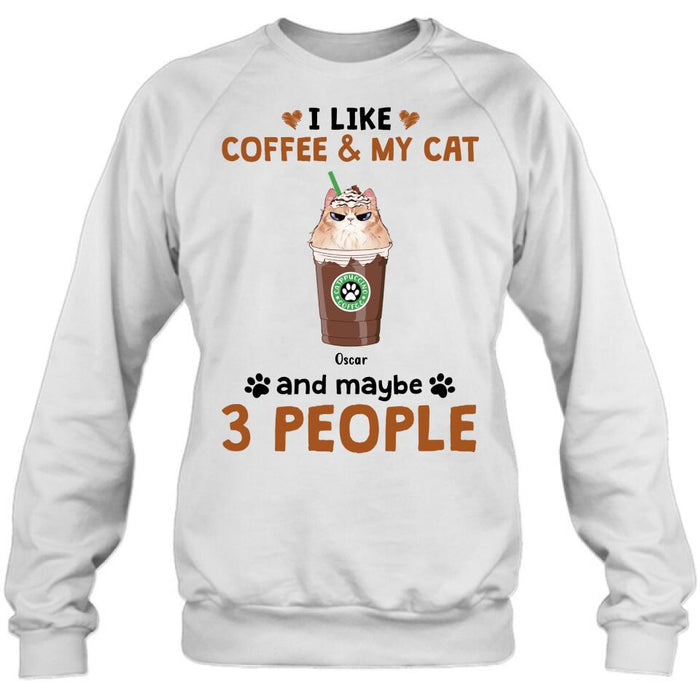 Personalized Catpuccino Shirt - Gift Idea For Cat Lover with up to 5 Cats - I Like Coffee & My Cat and Maybe 3 People