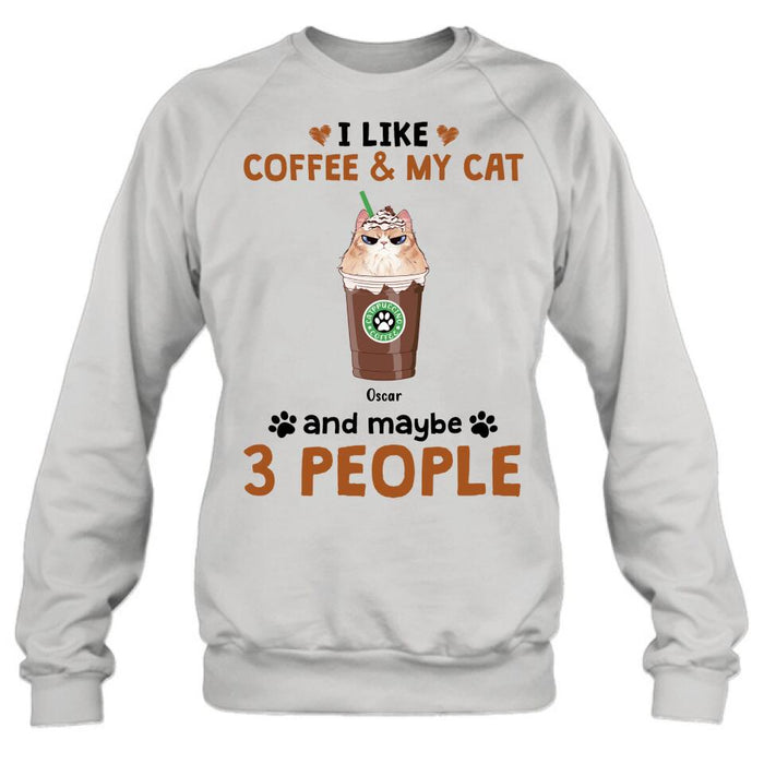 Personalized Catpuccino Shirt - Gift Idea For Cat Lover with up to 5 Cats - I Like Coffee & My Cat and Maybe 3 People