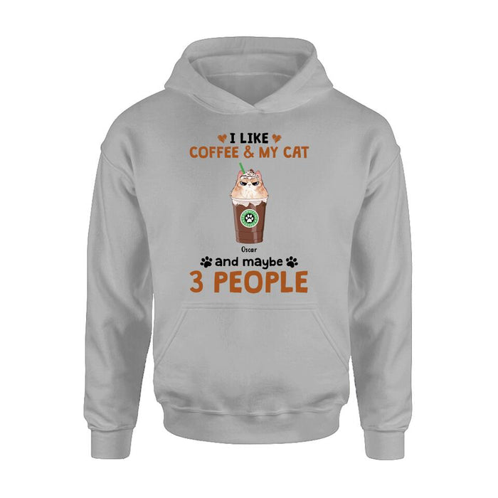 Personalized Catpuccino Shirt - Gift Idea For Cat Lover with up to 5 Cats - I Like Coffee & My Cat and Maybe 3 People
