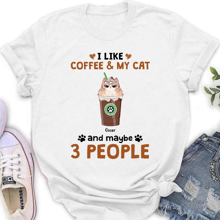 Personalized Catpuccino Shirt - Gift Idea For Cat Lover with up to 5 Cats - I Like Coffee & My Cat and Maybe 3 People