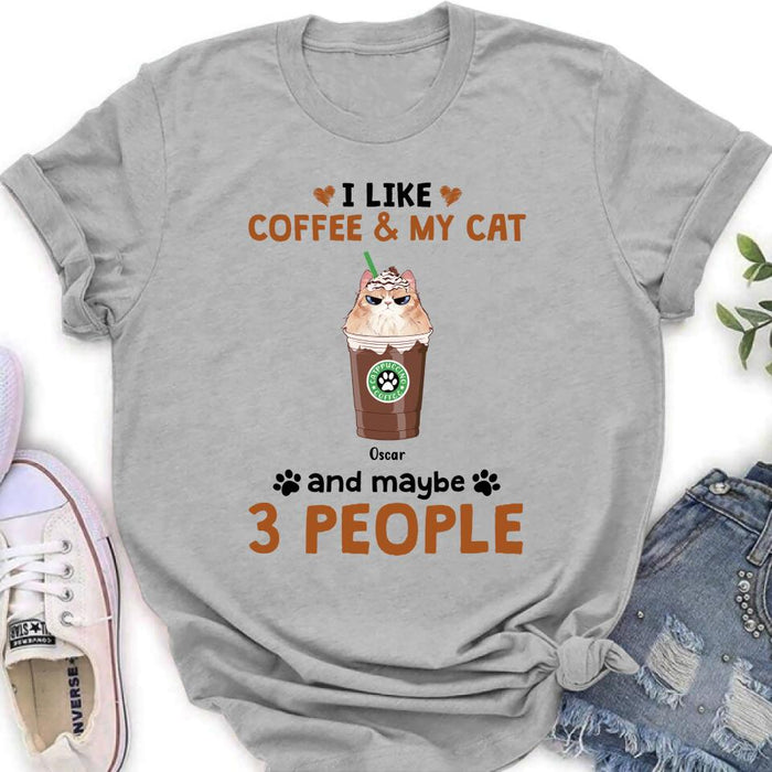 Personalized Catpuccino Shirt - Gift Idea For Cat Lover with up to 5 Cats - I Like Coffee & My Cat and Maybe 3 People