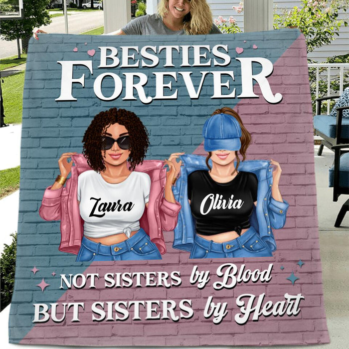 Personalized Besties Pillow Cover/Fleece Blanket/Quilt - Gift Idea For Besties/Friends - Not Sisters By Blood But Sisters By Heart