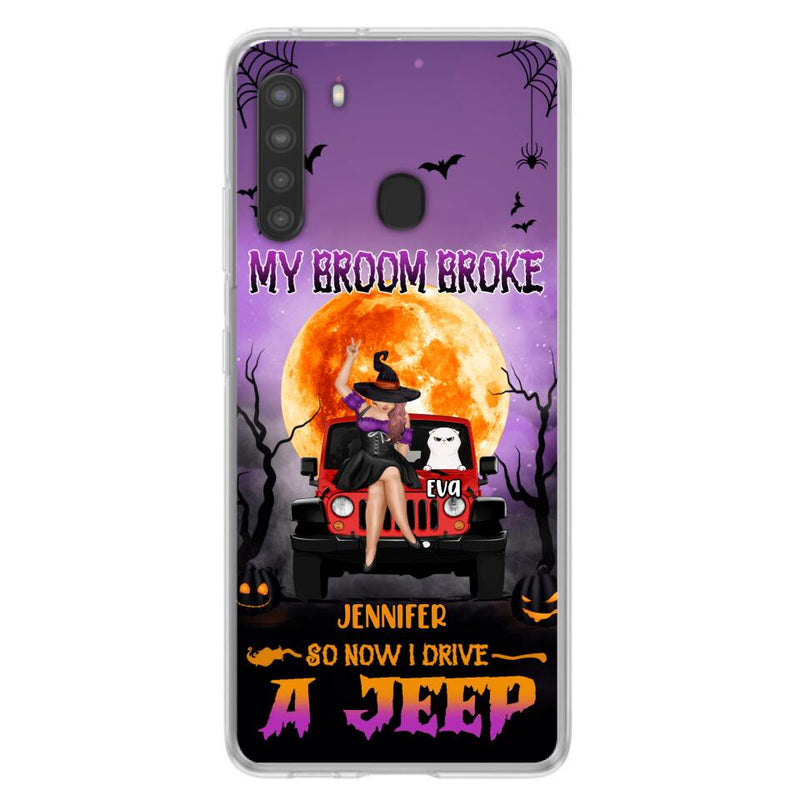 Custom Personalized Off-road Girl Phone Case - Upto 4 Cats - Halloween Gift Idea For Off-road Lovers/Cat Lovers - My Broom Broke - Case for iPhone/Samsung