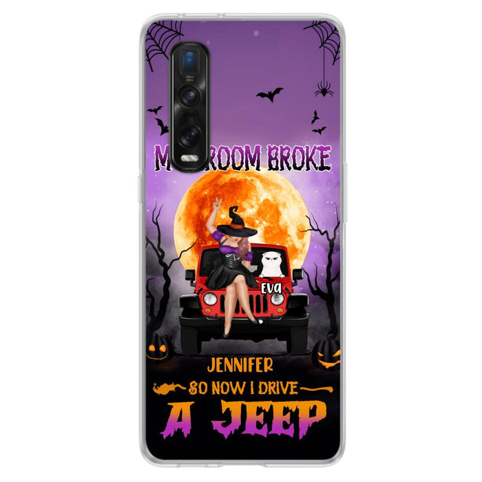 Personalized Off-road Girl Phone Case - Up to 4 Cats - Halloween Gift Idea For Off-road Lovers/Cat Lovers - My Broom Broke - Case for Xiaomi, Huawei & Oppo