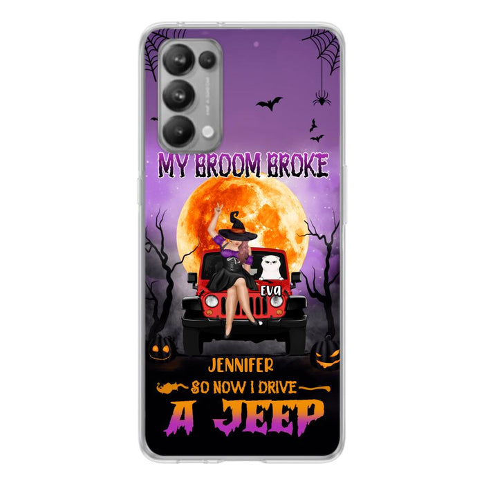 Personalized Off-road Girl Phone Case - Up to 4 Cats - Halloween Gift Idea For Off-road Lovers/Cat Lovers - My Broom Broke - Case for Xiaomi, Huawei & Oppo