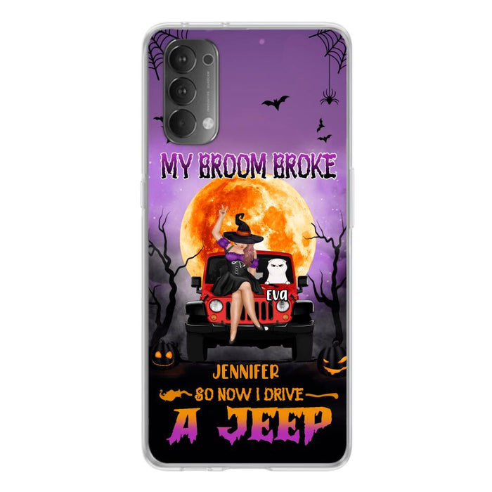 Personalized Off-road Girl Phone Case - Up to 4 Cats - Halloween Gift Idea For Off-road Lovers/Cat Lovers - My Broom Broke - Case for Xiaomi, Huawei & Oppo