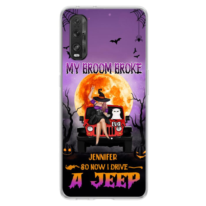 Personalized Off-road Girl Phone Case - Up to 4 Cats - Halloween Gift Idea For Off-road Lovers/Cat Lovers - My Broom Broke - Case for Xiaomi, Huawei & Oppo