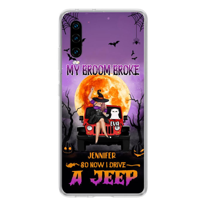 Personalized Off-road Girl Phone Case - Up to 4 Cats - Halloween Gift Idea For Off-road Lovers/Cat Lovers - My Broom Broke - Case for Xiaomi, Huawei & Oppo