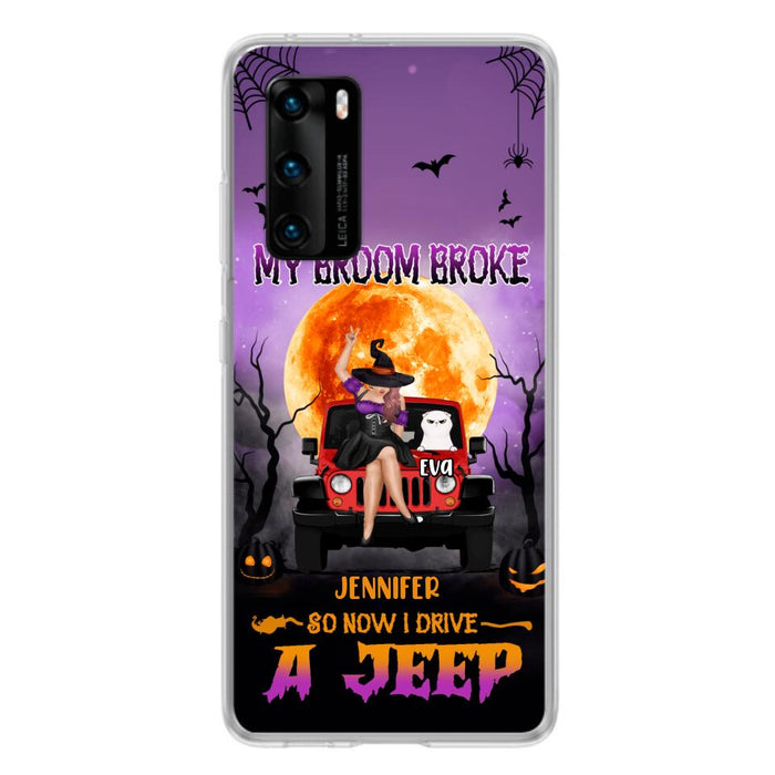 Personalized Off-road Girl Phone Case - Up to 4 Cats - Halloween Gift Idea For Off-road Lovers/Cat Lovers - My Broom Broke - Case for Xiaomi, Huawei & Oppo